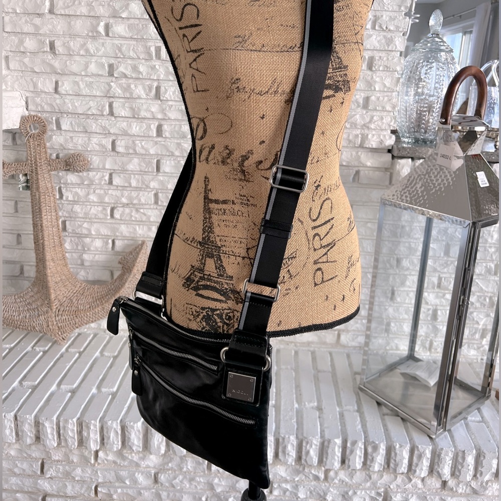 NICOLI Italian Leather Black Crossbody Bag